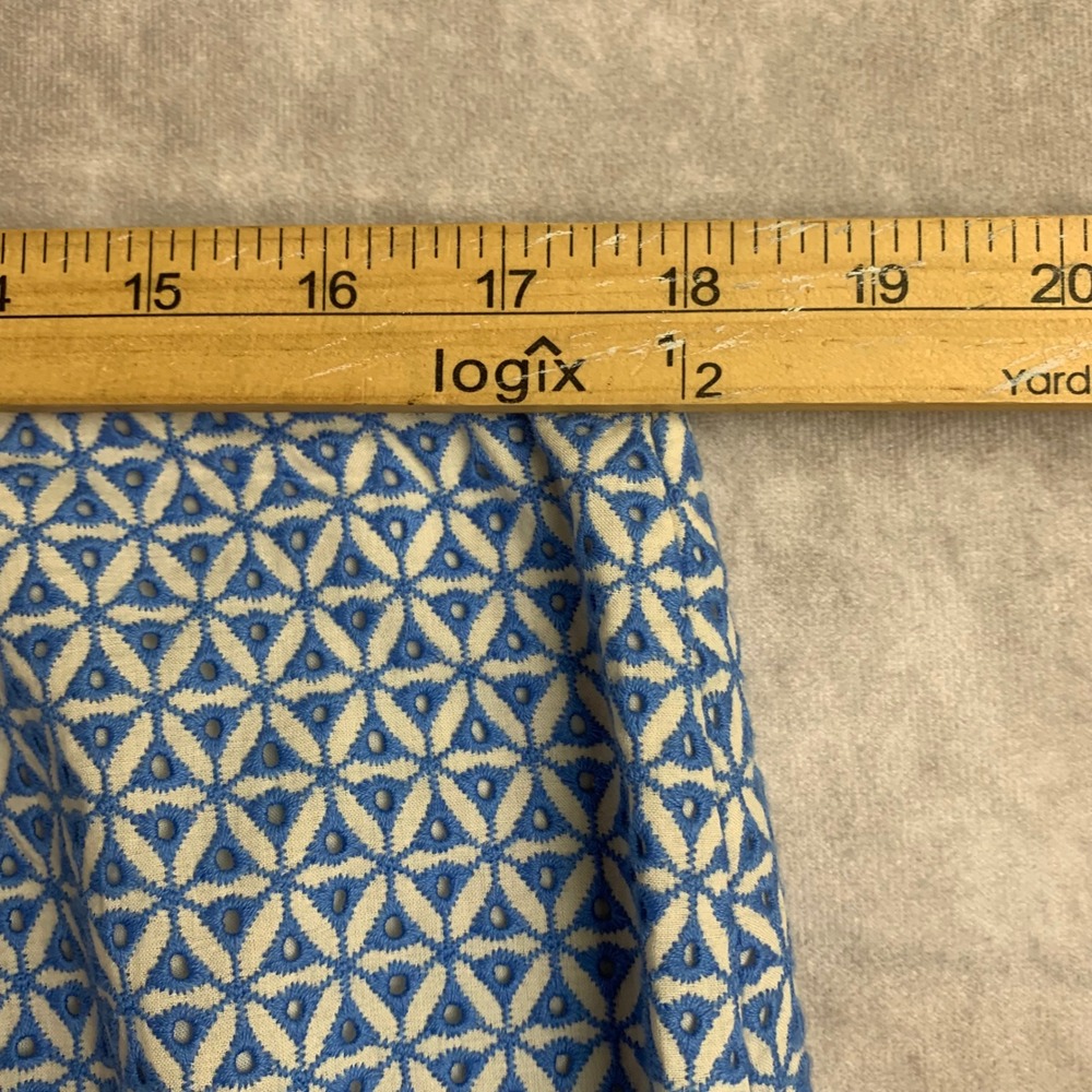 Talbots Blue White Geometric Eyelet Cotton Pencil Skirt Size 14 NWT - Picture 6 of 7